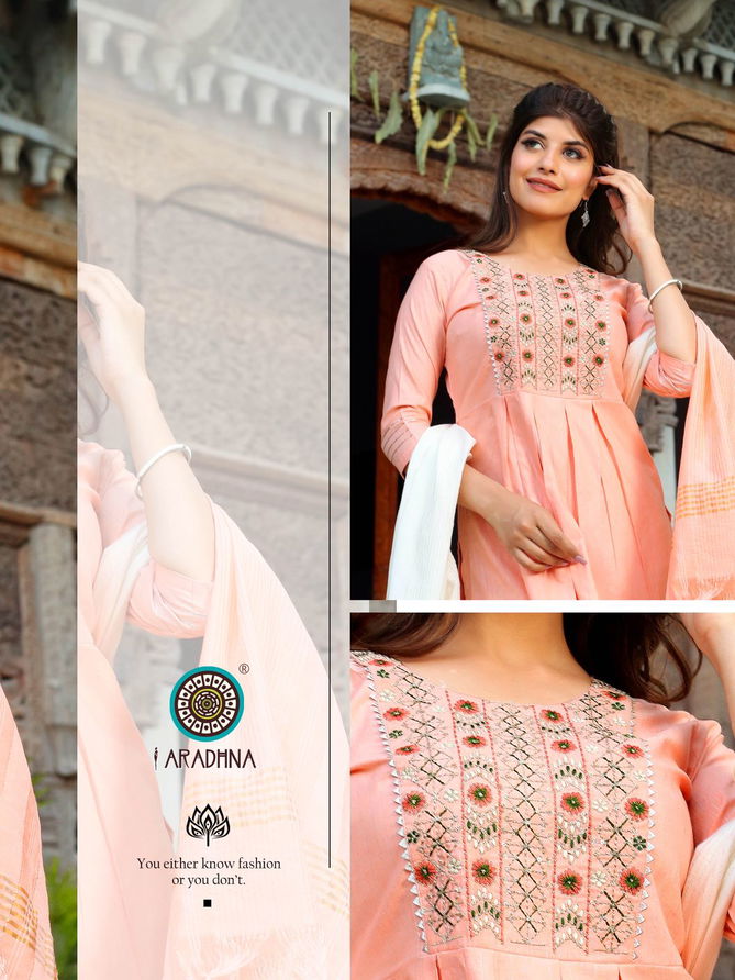 Aradhna Grace 2 New Ethnic Wear Nayra Cut Kurti With Dupatta Collection